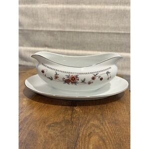 Vintage Sheffield Anniversary‎ Gravy Boat & Plate Made in Japan